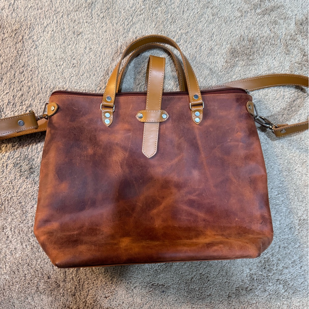 Brown handmade 100% leather bag